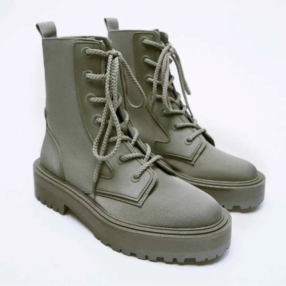 Zara Laced Fabric Ankle Boots